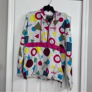 Blackjack 1999 mens pullover windbreaker jacket geometric multicolored small